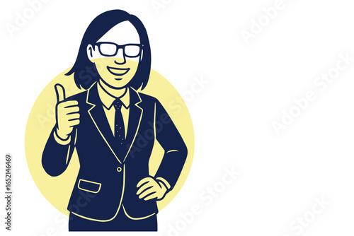 Business woman in a suit with like hand style pose.
