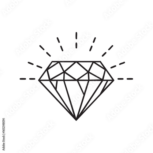 Diamond Gemstone Sparkle Illustration on White Background Vector Graphic Luxury Jewelry Brilliant Cut Symbol Ornament Design and Decoration
