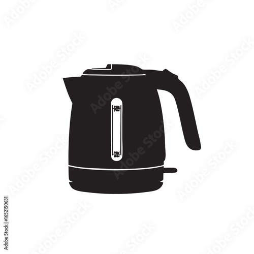 Electric Kettle Silhouette Illustration for Kitchen Appliances and Beverage Preparation Black and White Design Element for Culinary Arts