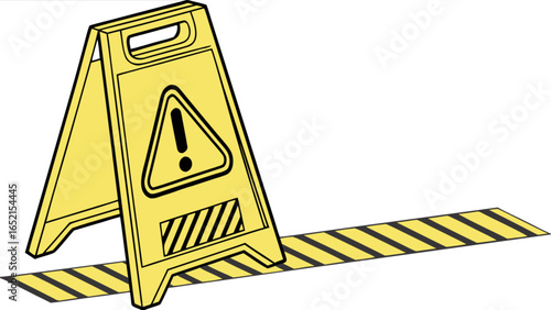 Caution wet floor sign vector illustration safety warning hazard slippery surface danger accident prevention 100