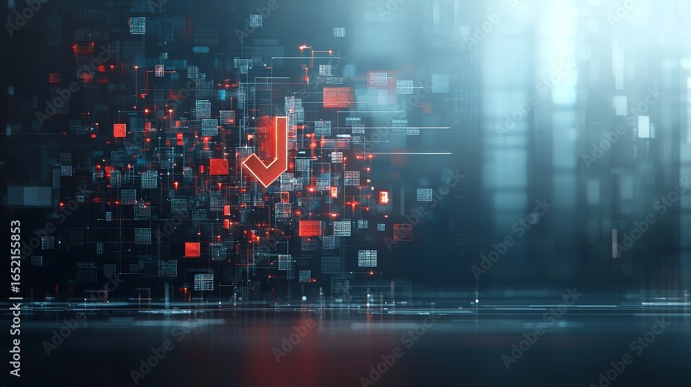 Fototapeta premium Digital transformation concepts virtual space abstract graphic futuristic environment close-up view data visualization trends