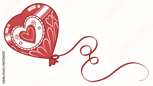 Red heart balloon vector illustration for valentine's day love and romance celebration design element graphic