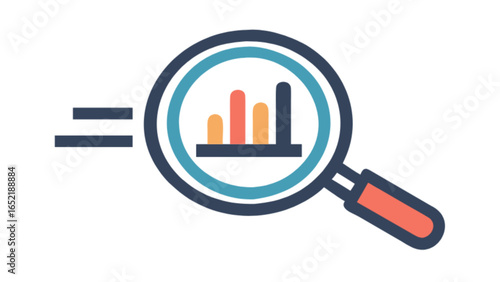 Data analysis magnifying glass icon for business analytics and market research insight one hundred