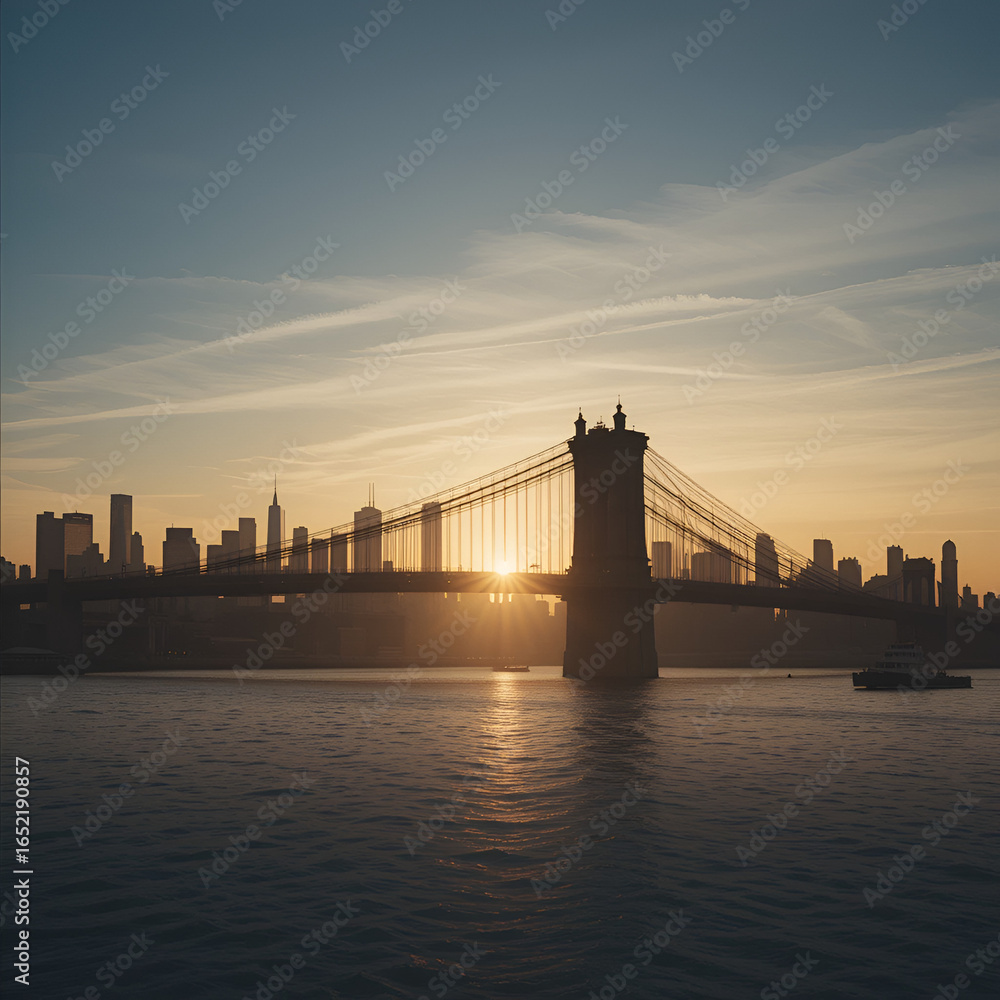 Fototapeta premium New york bridge silhouette