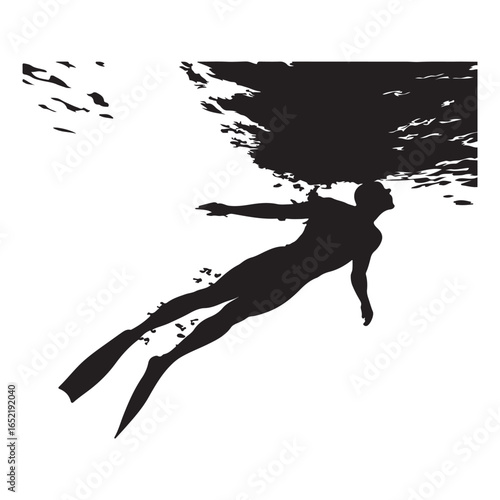 silhouette of a scuba diver