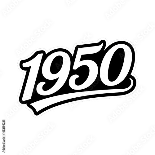 Vintage design showcasing the number 1950 in bold black lettering on a white background
