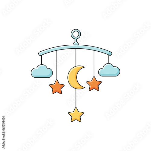 Moon and Stars Baby Crib Mobile Vector