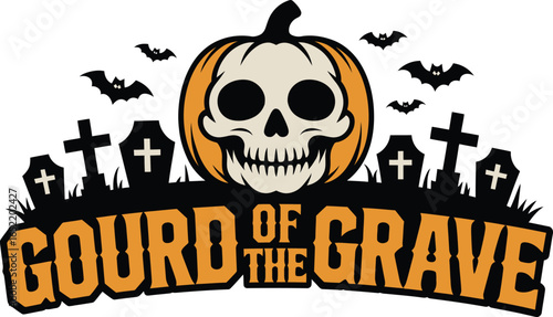 Gourd of the Grave Halloween Logo pumpkin skull