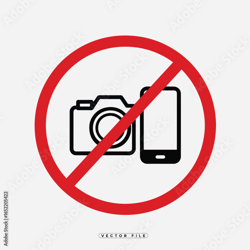 No photography allowed sign with camera and phone icon