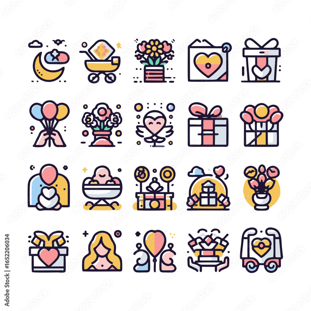 Fototapeta premium Mother’s Day, icons set