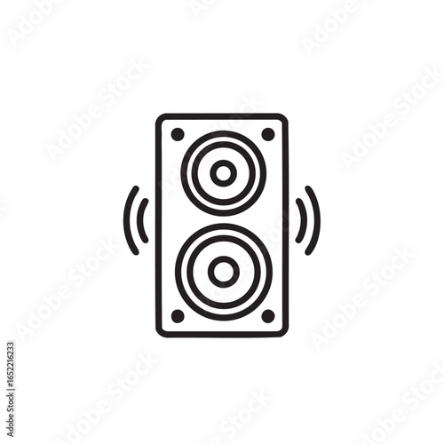 Black and White Speaker Icon Loudspeaker Symbol Audio Equipment Flat Vector Illustration on Isolated Background