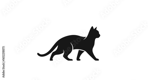 Silhouette of a walking cat, a graphic illustration of a feline companion