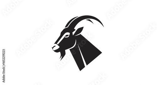 Majestic Goat Head Silhouette Illustration for Design Projects and Nature Enthusiasts