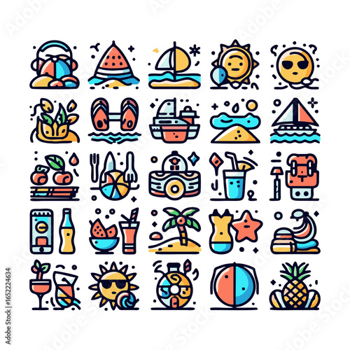 Summer, icons set