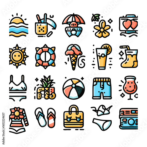 Summer, icons set