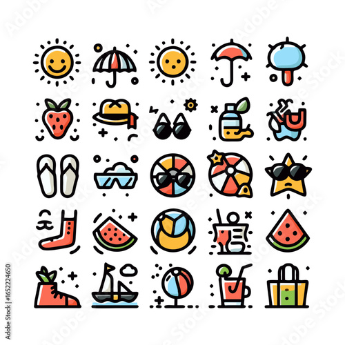 Summer, icons set