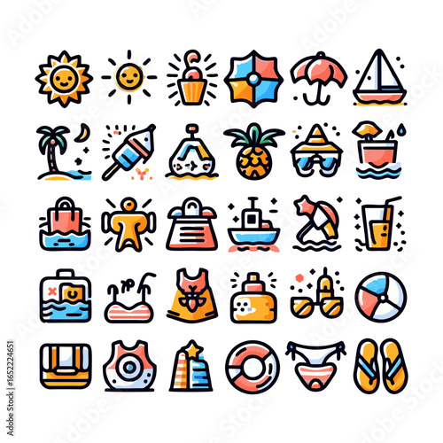 Summer, icons set