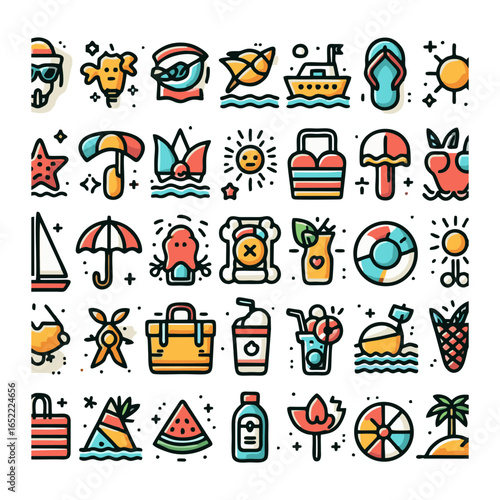 Summer, icons set