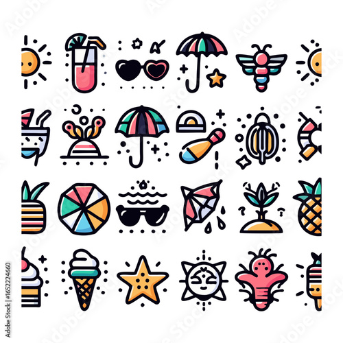 Summer, icons set