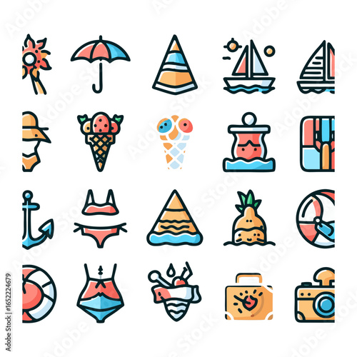Summer, icons set