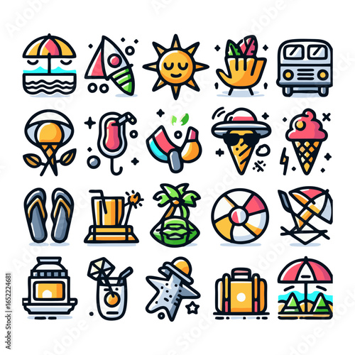 Summer, icons set