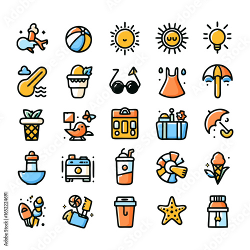 Summer, icons set
