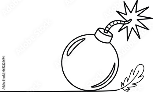 Cartoon Bomb Line Art Explosion Illustration.