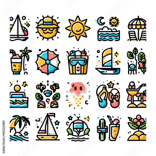 Summer, icons set