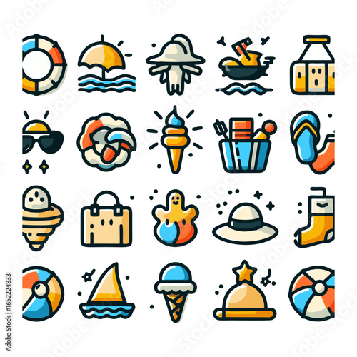 Summer, icons set