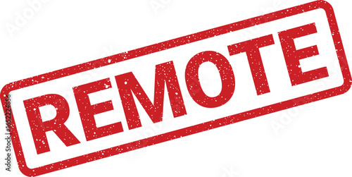 Red rectangular stamp with the word REMOTE in bold lettering