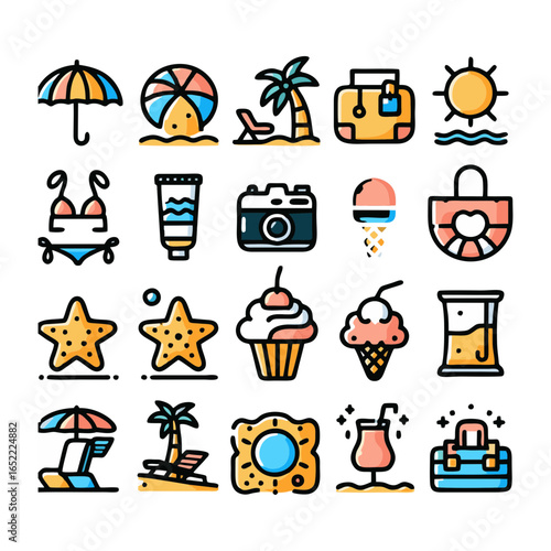 Summer, icons set