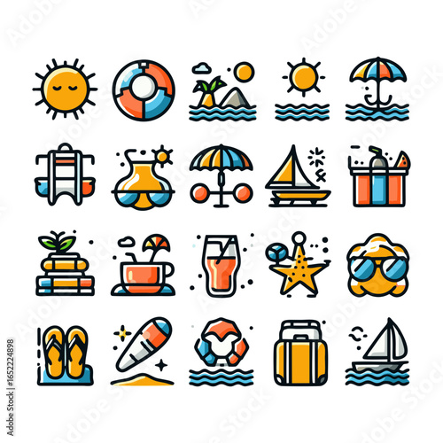 Summer, icons set