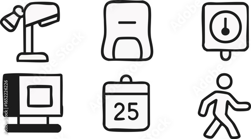 HandDrawn Doodle Style Everyday Icons Set.