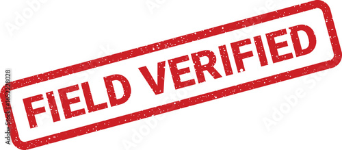 Red rubber stamp with the text FIELD VERIFIED in white letters
