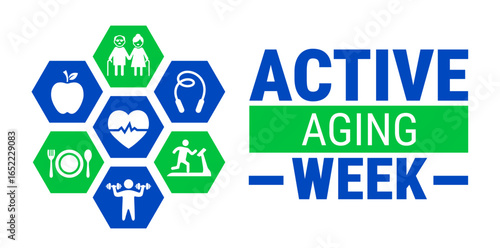 Active Aging Week background, banner, card or poster design template is observed every year during September, to raise awareness about the mission. Vector illustration.