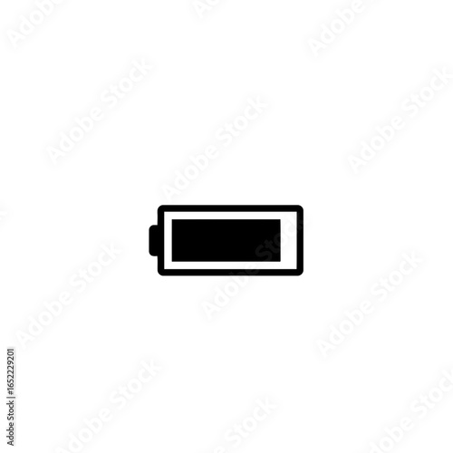 Black silhouette of a battery with a partial charge level displayed, concept for power indicator, energy consumption and electrical device