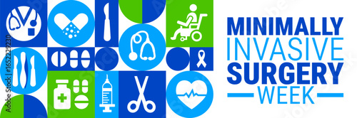 Minimally Invasive Surgery Week background, banner, card or poster design template is observed every year during September, to raise awareness about the mission. Vector illustration.