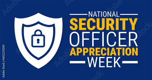 National Security Officer Appreciation Week background, banner, card or poster design template is observed every year during September, to raise awareness about the mission. Vector illustration.