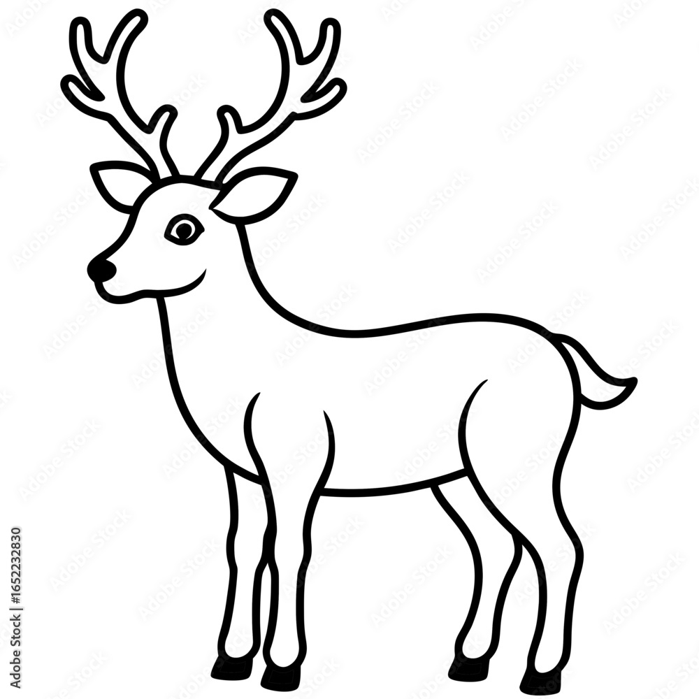 Fototapeta premium Rindeer line art vector illustration