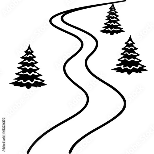  Snow trail line art vector illustration