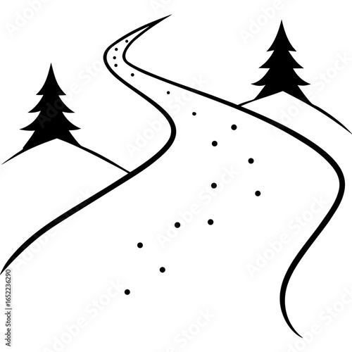  Snow trail line art vector illustration