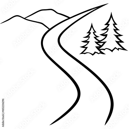  Snow trail line art vector illustration