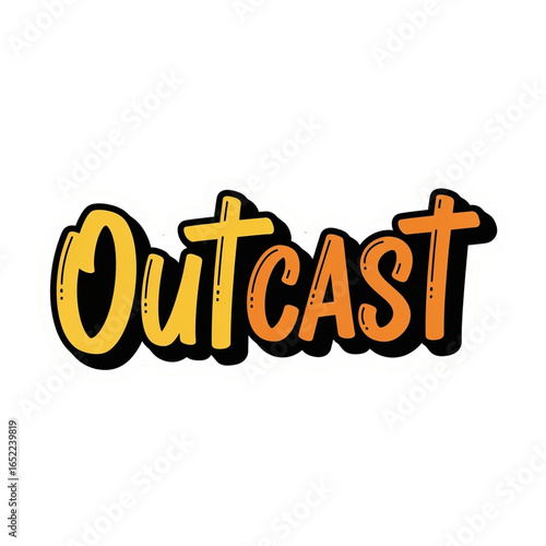 Outcast Text Graphic Design, Isolated Word Art