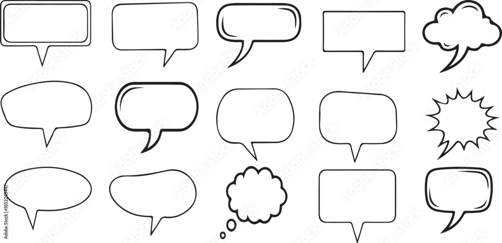 Obraz premium A collection of various speech bubbles and thought bubbles in black