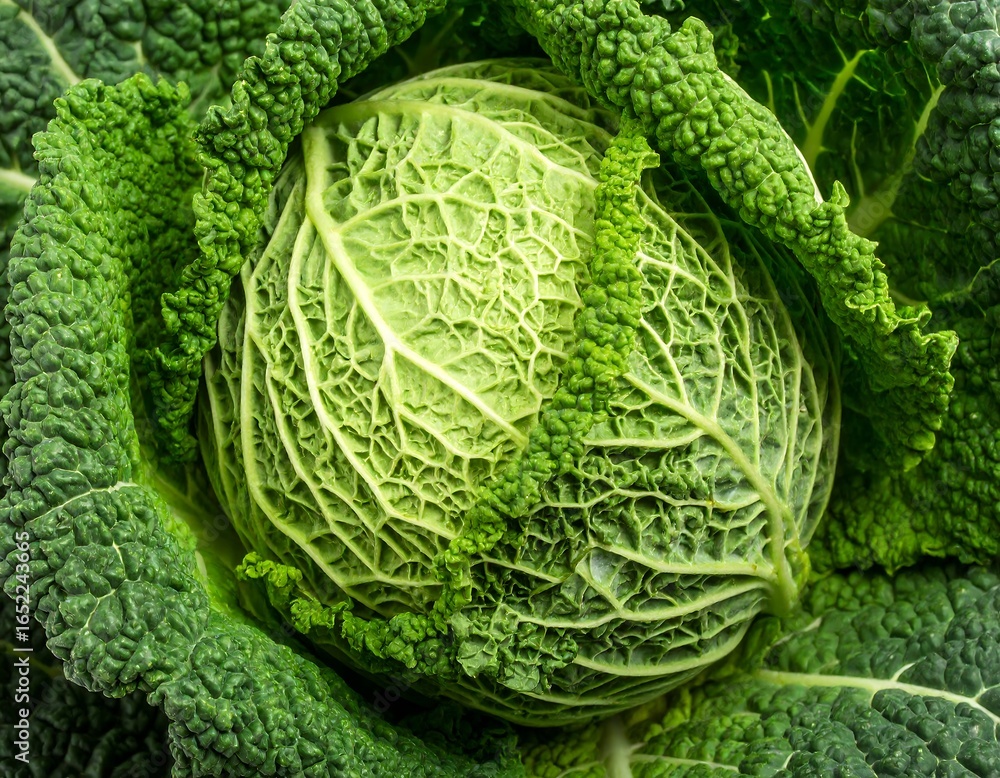 Obraz premium Close-up vibrant green cabbage