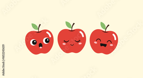 Joyful red apples with expressive faces bring delight to any project with their charming appeal