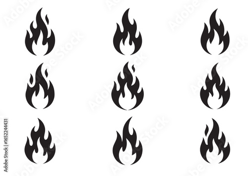 Fire flame vector illustration Set