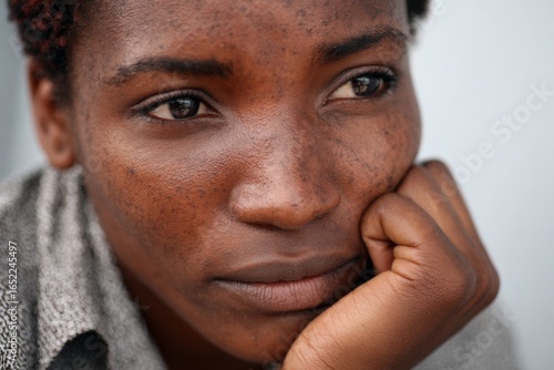 black woman looking sad