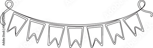 Bunting Flags Continuous Line Art for Decoration and Celebration Themes