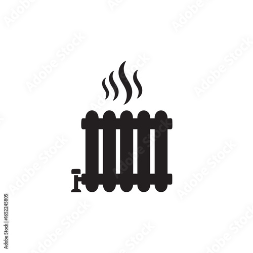 Radiator Icon with Rising Steam Depicting Heating System Warmth and Comfort in Winter Home Interior Climate Control